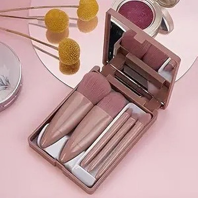 SK SALES Compact Travel Makeup Brush Set with Mirror Case(Pack of 1)