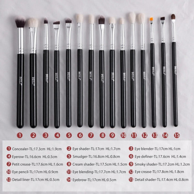 Beili Eyeshadow Brush Set For Professional Use With Natural Goat Hair(Pack of 15)