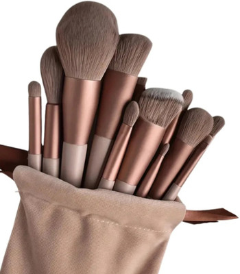 SHELLU Makeup Brush Sets - 12 Pcs Brown Makeup Brushes(Pack of 13)