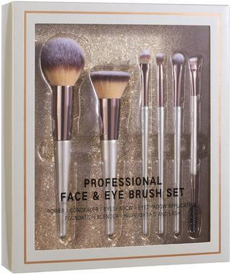 SkinOza Face & Eye Brush Set of 6 | Synthetic Fibres | Easy Blending Brushes For Cream(Pack of 6)