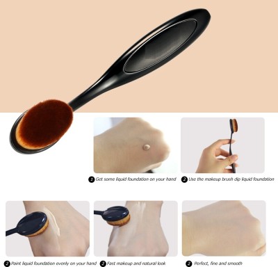 AMOSFIA High-quality Black Toothbrush Curve Makeup Tool Oval Foundation Brush(Pack of 1)