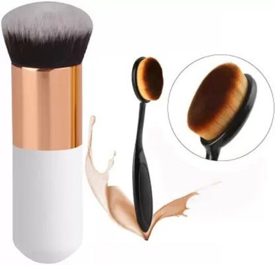 LOVHIDE Extra Soft Flat Foundation Brush and Oval Spoon Foundation Brush(Pack of 2)
