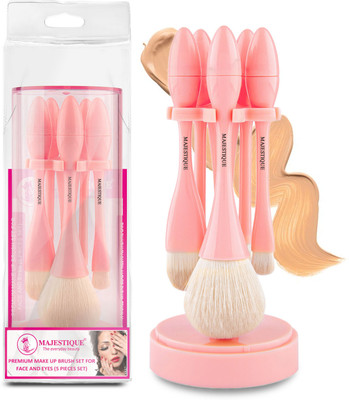 MAJESTIQUE Premium Make Up Brush Set for Face and Eye, Brushes Set with Bucket - 5 Pieces(Pack of 5)
