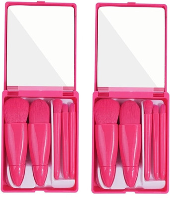 Bon Austin Makeup Brush Applicator Set of 5 with Mirror Professional Cosmetic Brushes(Pack of 2)