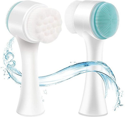 IKTRADERS 2 In 1 Face Scrubber Brush | Double Manual Silicone & Soft Bristles(Pack of 1)
