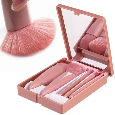 SEASPIRIT Multi-Functional Mini Makeup Brushes Kit 5 pc Foundation Brushes Set and Mirror(Pack of 5)