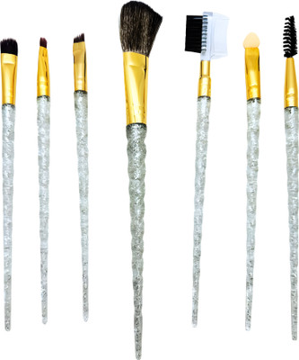 A1 Cosmatic 7 Pcs Brush Set With Pouch, Makeup Brushes Premium white Glitter Brushes(Pack of 7)