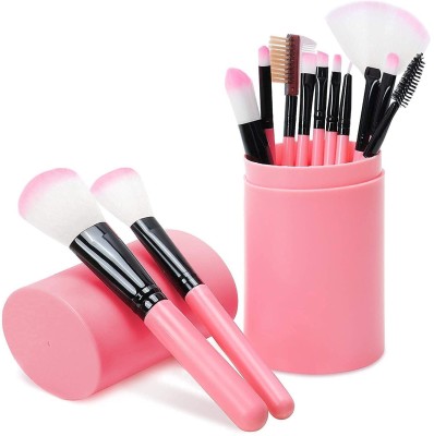 Glowrx Professional Series Makeup Brush Set With Storage Barrel - Pink(Pack of 12)