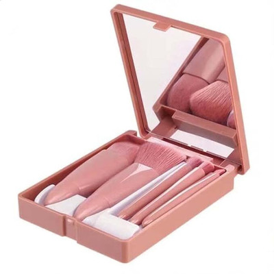 PIXNA Multi-Functional Mini Makeup Brushes Kit 5 pc Foundation Brushes Set and Mirror(Pack of 5)
