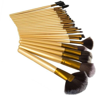 NXGTYA Cosmetic Brush Set With Golden Leather Pouch For Eye Shadow Blush Concealer(Pack of 12)