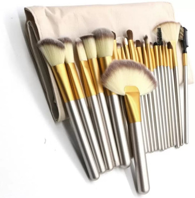 SUBHMUN White Makeup Brush Set With Leather Pouch(Pack of 24)