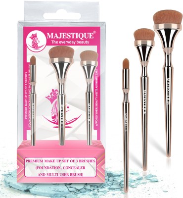 MAJESTIQUE Foundation, Concealer and Multi-Use Brush, Professional Makeup Brush Set - 3Pcs(Pack of 3)