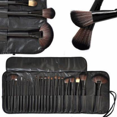 SHEELU Premium Quality Makeup Brush Set, 24 Pieces Set with Black Leather Case(Pack of 24)