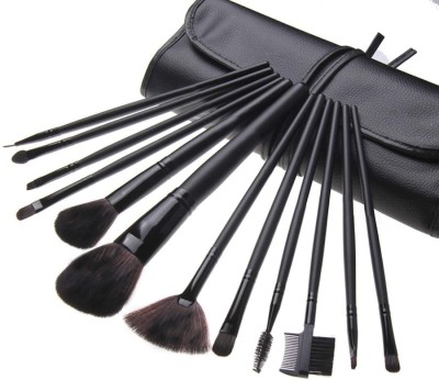 Miss Hot Leather Pouch Full Makeup Brush Set Foundation Eyeshadow ,Make up Brushes(Pack of 12)