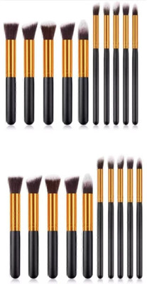 GLOW FIRST Synthetic Makeup Brush Set (black) (Pack of 10)(Pack of 10)