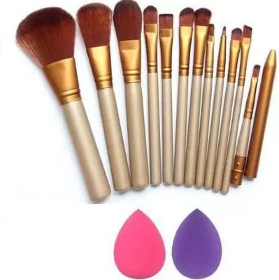 Qul.w 12 Pc Makeup Brush Set With 2 Blender Puff(Pack of 12)