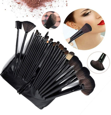 Mixonshun Professional 24 Make Up Brushes Sets With Leather Storage Pouch (Pack of 24)(Pack of 24)