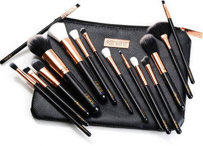 MINARA Makeup Brush Applicator Set of 15 with Premium Leather Pouch(Pack of 15)