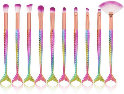 SARUPI Beauty Professional Series Mermaid Makeup Brush Set - Rainbow(Pack of 10)