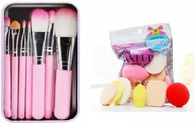 Fleeto Makeup hellokitty brush set of 7 with Sponge puff blender Set of 6(13 Items Set)(Pack of 13)