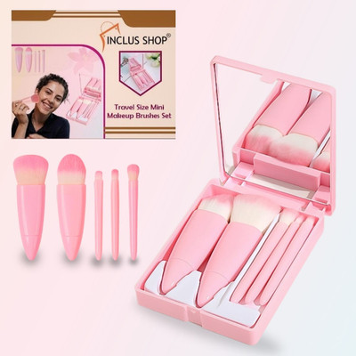 INCLUSSHOP Professional 5 Piece Makeup Brush Set With Box + Soft 5 in 1 Makeup Sponge Pack(Pack of 1)