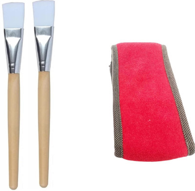 QAUKY 1pc best Facial Headband with 2pc Facial Mask Applicator Brush(Pack of 3)