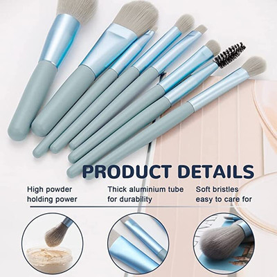 PROREDCHERRY 8 Pcs Brush Set With Pouch, Makeup Brushes Premium Synthetic Kabuki(Pack of 8)