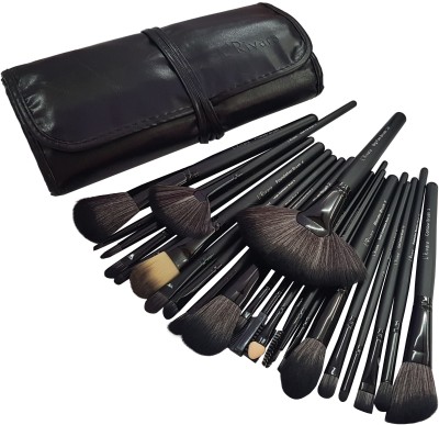 L'Rivara 24 Piece Makeup Brush Set with PU Leather Case LR-114 ( Black)(Pack of 24)