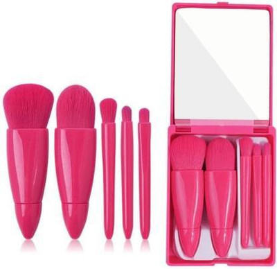 SkinOza Makeup Brushes Set With Mirror Complete Function MakeupBrush with Box(Pack of 5)