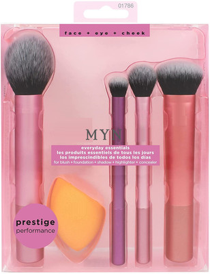 MYN Professional Original REAL TECHNIQUES By Sam & Nic Everyday Essentials For Blush + Foundation + Shadow + Highlighter + Concealer(Pack of 5)
