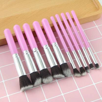 SHEELU 10 pcs Pink Wood Handle Soft Nylon Bristles(Pack of 10)