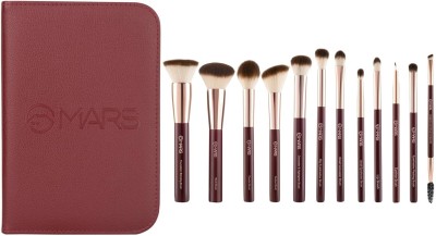 MARS Premium Quality Makeup Brush Set With Leather Case |Easy-to-Hold & Soft Bristles(Pack of 12)