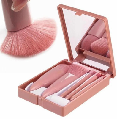 Roztocze Mini Makeup Brushes Set with Mirror 5 Pcs Brushes Kit Case (Pack of 1)(Pack of 5)