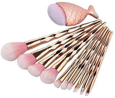 asija makeovers Diamond Makeup Brushes Set with Big Fish Tail for Foundation Eyeshadow Face Kit(Pack of 11)
