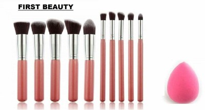 FIRST BEAUTY FB Makeup Brushes Set-10 pcs with 1 Sponge Puff(Pack of 11)