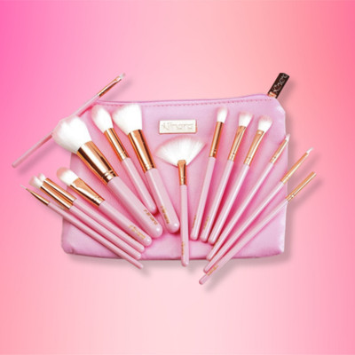 MINARA Makeup Brush Applicator Set of 15 with Premium Leather Pouch(Pack of 15)