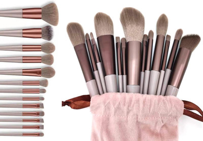 Sh.Huda Professional Fix+ Makeup Brush Set - 13 Piece Makeup Brushes with Portable Pouch(Pack of 13)