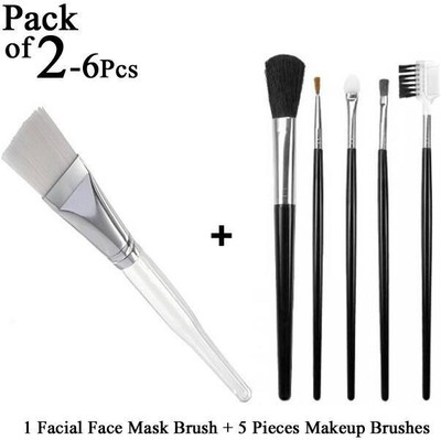 NXGTYA 5 MAKEUP BRUSH WITH 1 FACE PACK BRUSH SET …(6 ITEMS)..(Pack of 6)
