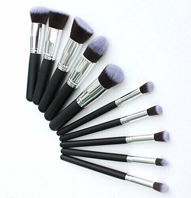 WEEPER 10 Pcs Synthetic Soft Bristle Makeup Brush Set Black(Multicolor)(Pack of 1)