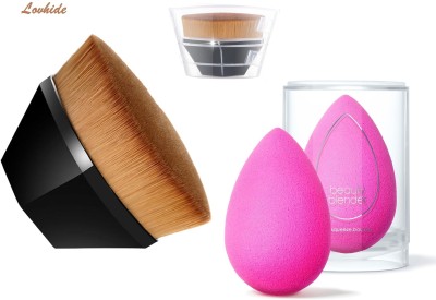 LOVHIDE 1pc Foundation Makeup Brush with Portable Case + 1pc Makeup Beauty blender(Pack of 2)