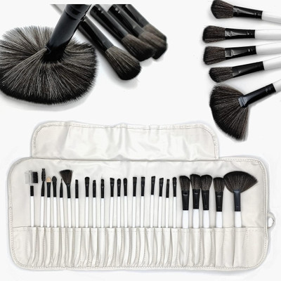Ashyra 24 Professional Makeup Brushes Set with Wooden Handle With Leather Pouch(Pack of 24)