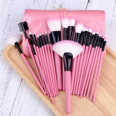 Anex Makeup Brush Set with Storage Pouch- Pink, 24 Pieces(Pack of 24)