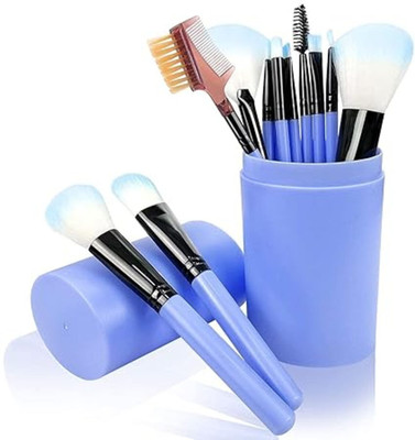 wotsriab Makeup Brush Set of 12 with Storage Box Kit for Girls (Blue) (Pack of 12)(Pack of 12)