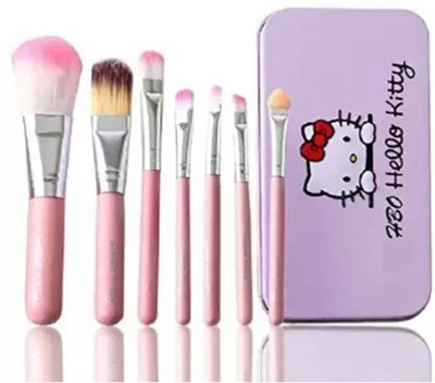 Zhunmun Hello Kitty Set of 7 Premium Quality Makeup Brush Kit With A Storage Box(Pack of 7)
