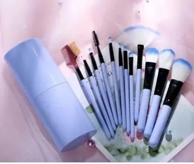 Onevue 12 Piece Premium Makeup Brush Set , Blue with Storage Box(Pack of 12)
