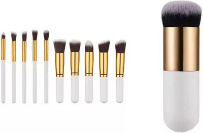 WATELLO WHITE BRUSH SET 10 BRUSH &FOUNDATION (Pack of 10)(Pack of 11)