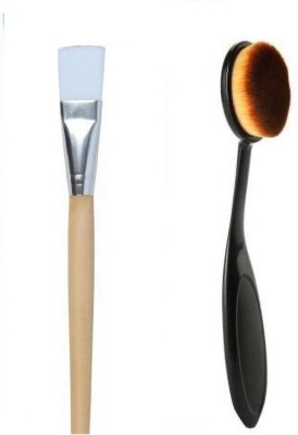 Vancefame Brush for Women Bleach and Face Pack(WOODEN HANDLE) with Oval Foundation(Pack of 2)