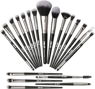 Maange Makeup Brush Set 20 Pcs Make Up Brushes Set Kit (Black Silver )(Pack of 20)