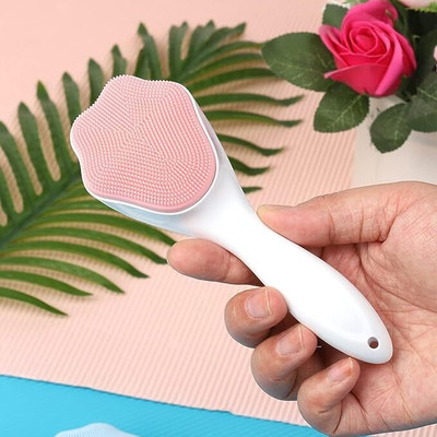 VDNSI Silicone Face Scrubber Exfoliating Brush, Manual Handheld Facial Cleansing Brush(Pack of 1)