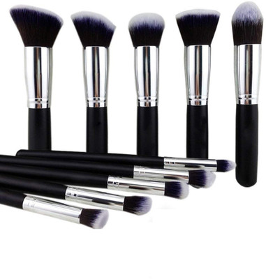 WECHARMERZ 10 Pcs Makeup Brushes Black Set Tool Pro Eyeshadow Foundation Eyeliner Brush Set(Pack of 10)